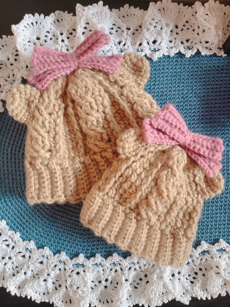 くま耳ニット帽 12~13cmぬいサイズ