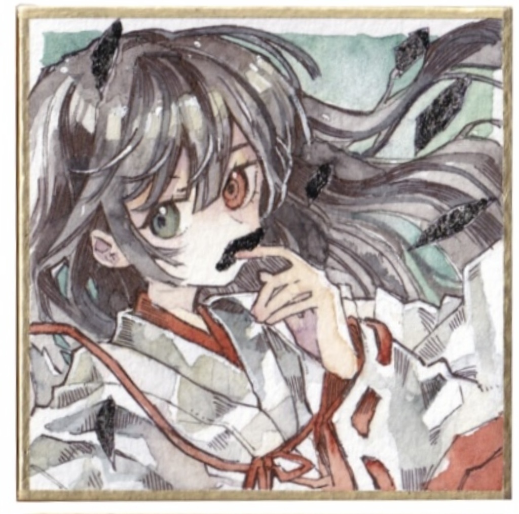 アナログミニ色紙「巫女」
