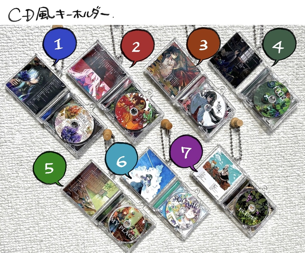 自創作CD風キーホルダー(全7種)