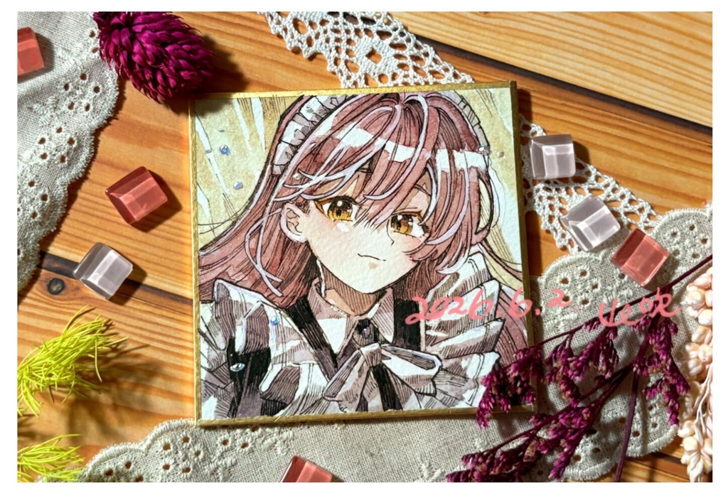 アナログ色紙「メイドかおる」