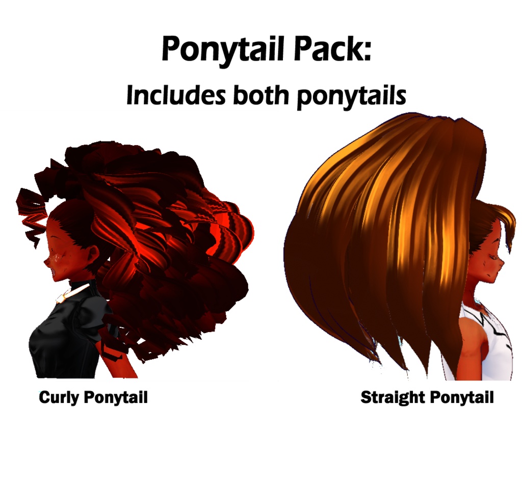 Ponytail Pack: Straight and Curly Ponytail (VRoid Hair Presets Beta and Stable)