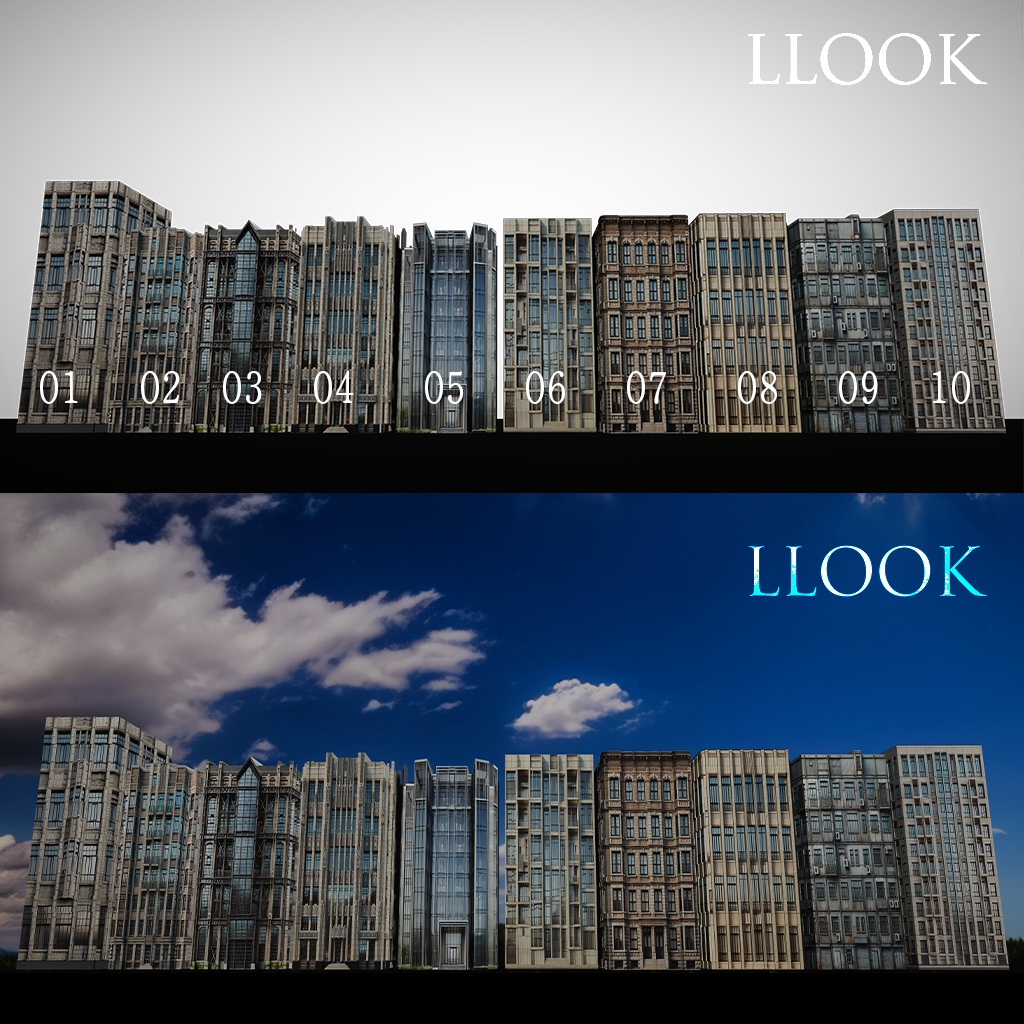 LLOOK Unity Building Lowpoly Assets for VRChat 全10種