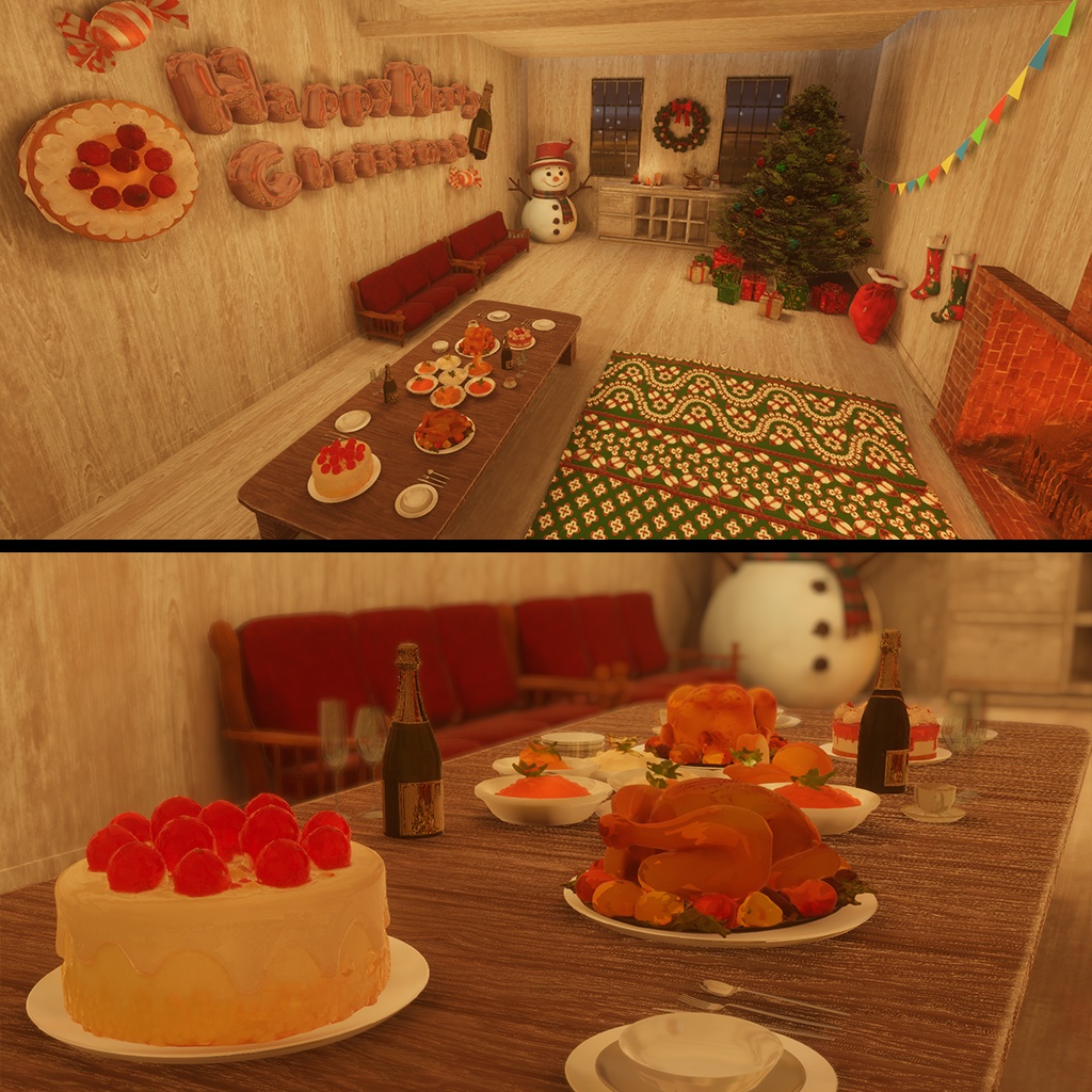 LLOOM TEX One Winter & Christmas Home Party Set for VRChat 【サンタ帽無料配布】