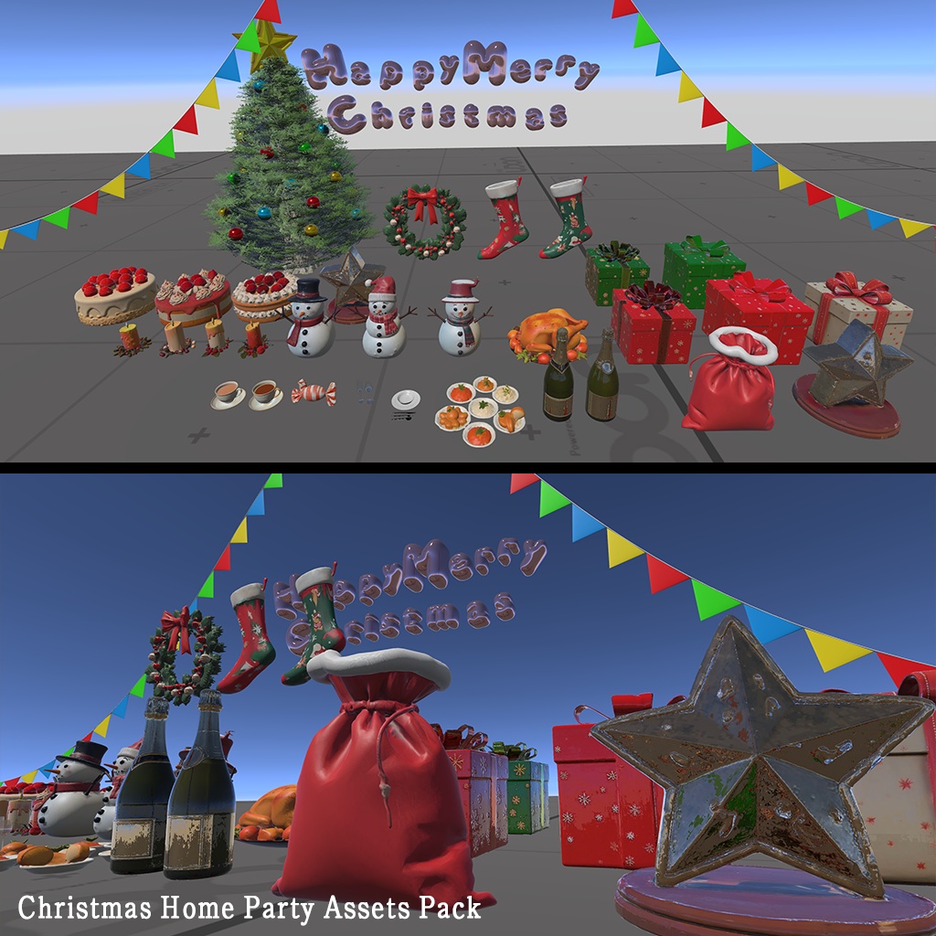 LLOOM TEX One Winter & Christmas Home Party Set for VRChat 【サンタ帽無料配布】