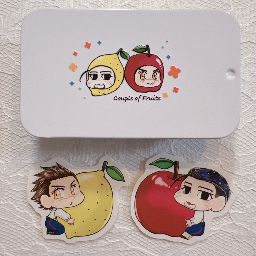 スライド缶ケース(杉と尾/フルーツ)シール付き