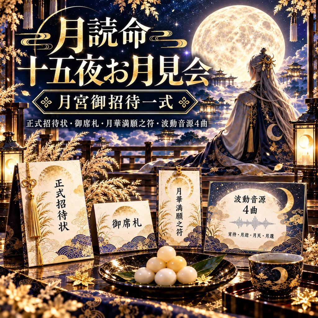 【十五夜特別授与】月読命 十五夜お月見会。月宮御招待一式・月華波動音源4曲