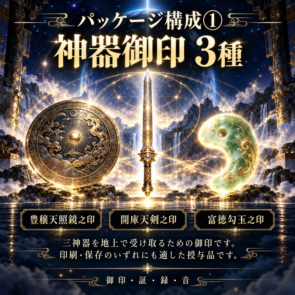 【宇宙銀行特別授与】豊かさの三種の神器 ― 豊穣三神器 御名奉安特別授与 ―