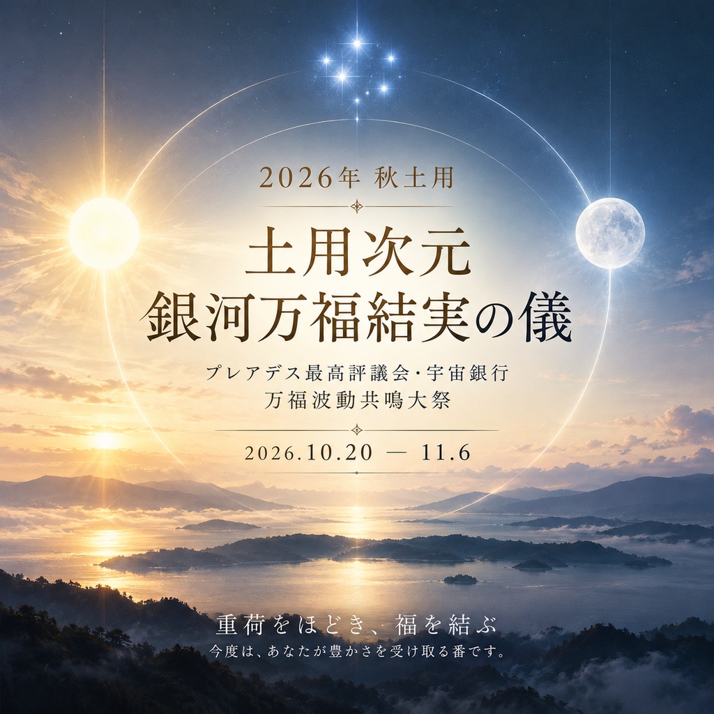 【2026年秋土用】土用次元・銀河万福結実の儀 ─ プレアデス最高評議会が守る18日間 ─ 護符・波動音源・豪華授与録・証書セット