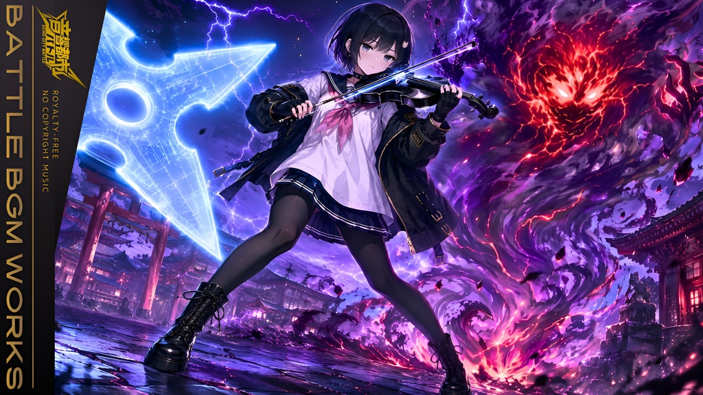 【フリーBGM】ダークトランス戦闘曲｜バイオリンと巨大手裏剣で戦う公安少女【音響都市バトル】