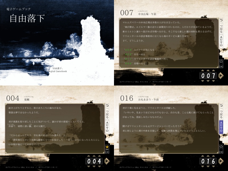 ゲームブック風ADV『電子ゲームブック 自由落下』