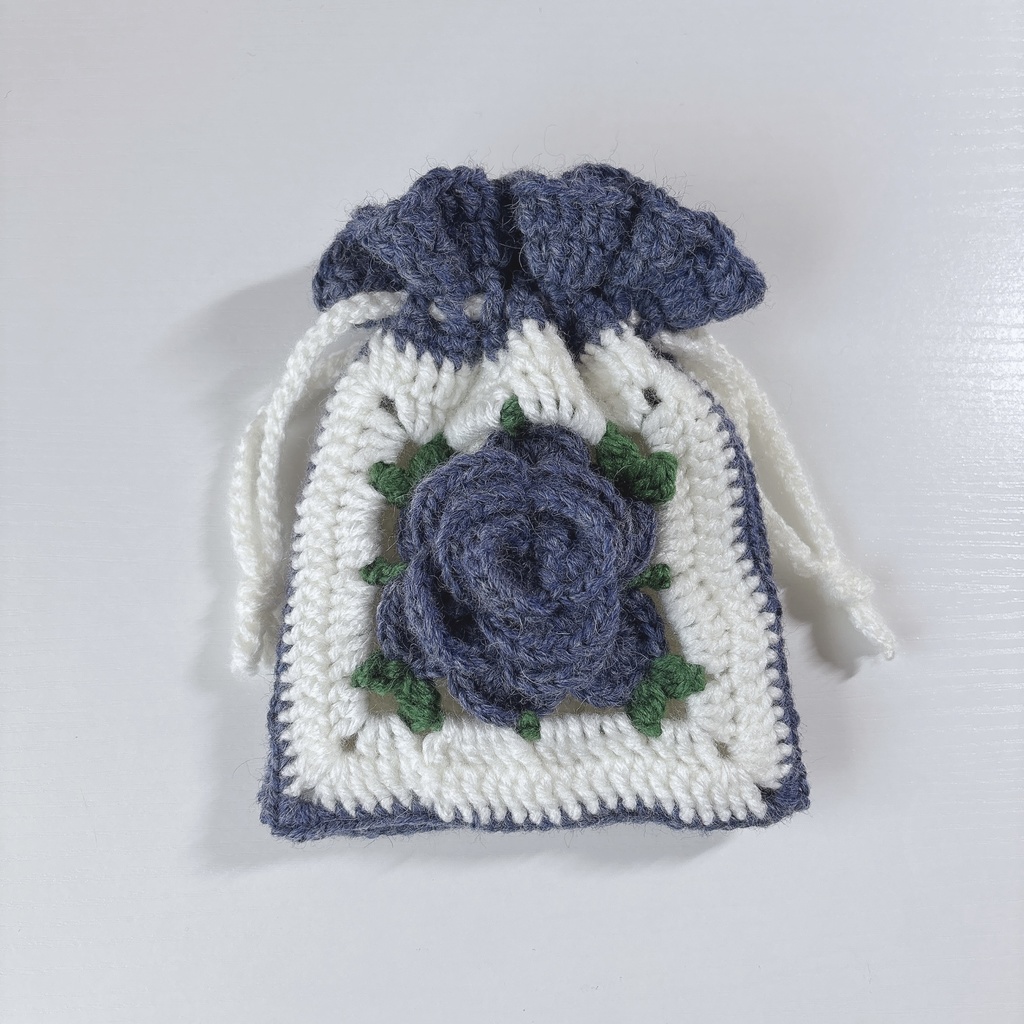 バラのグラニースクエア巾着