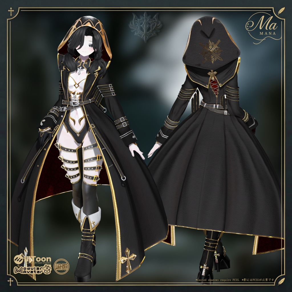 🐦⬛黒鴉の誓約✙【髪型付き衣装 / 12Avatar対応】