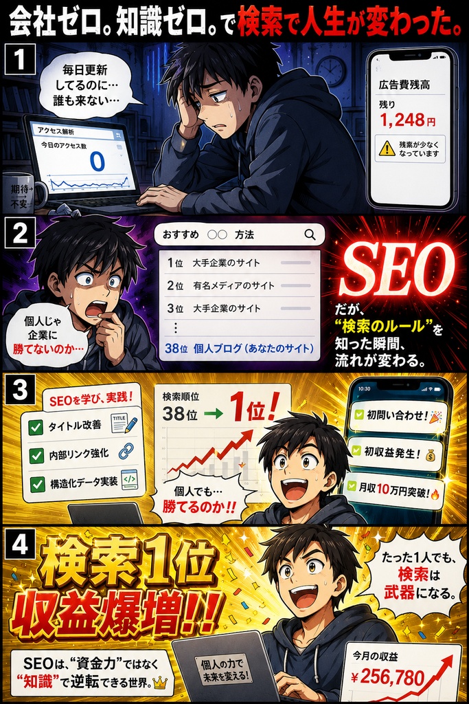 SEOをやらない会社は、この世に存在しない。~4コマ漫画で描くデジタル市場の残酷な真実~
