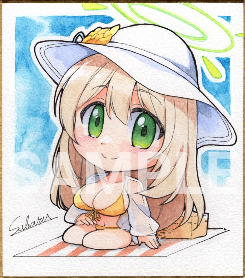ブルアカ　ノノミ　同人手書きイラスト色紙