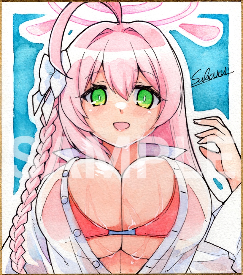ブルアカ　ハナコ　同人手描きイラスト色紙