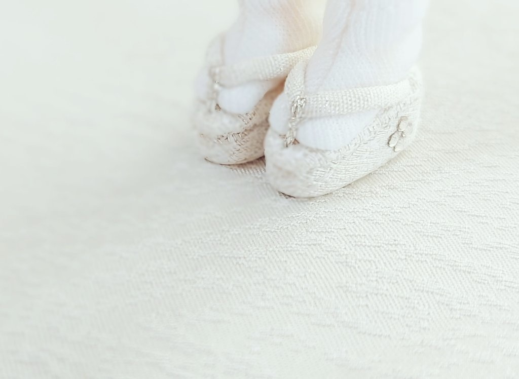 【磁石付き】銀通し正絹のきらめき白草履&白足袋セット