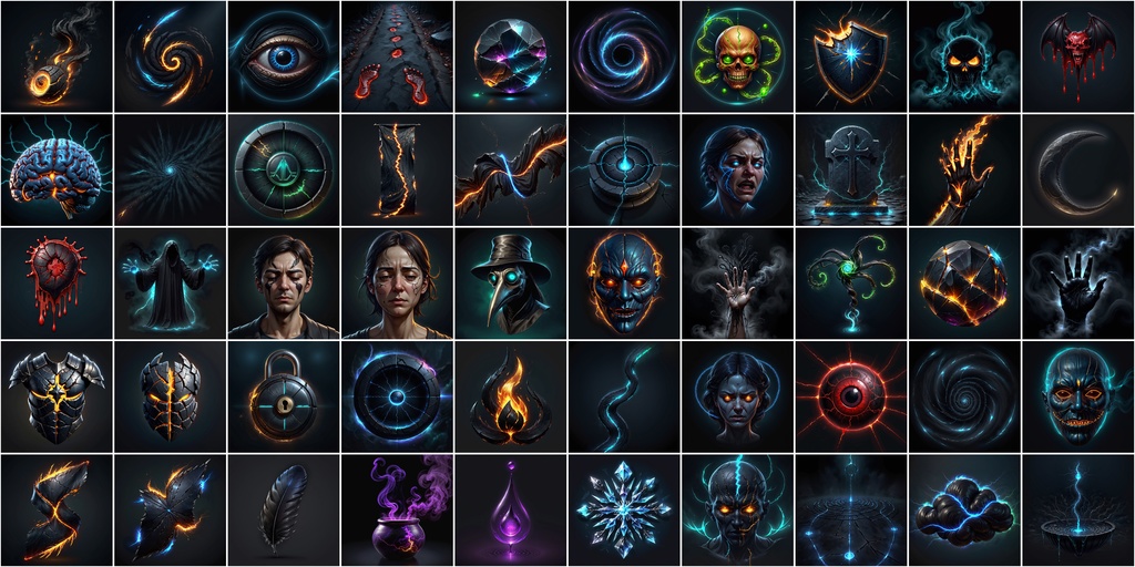 写実RPGアイコン素材セット(魔法・スキル1)