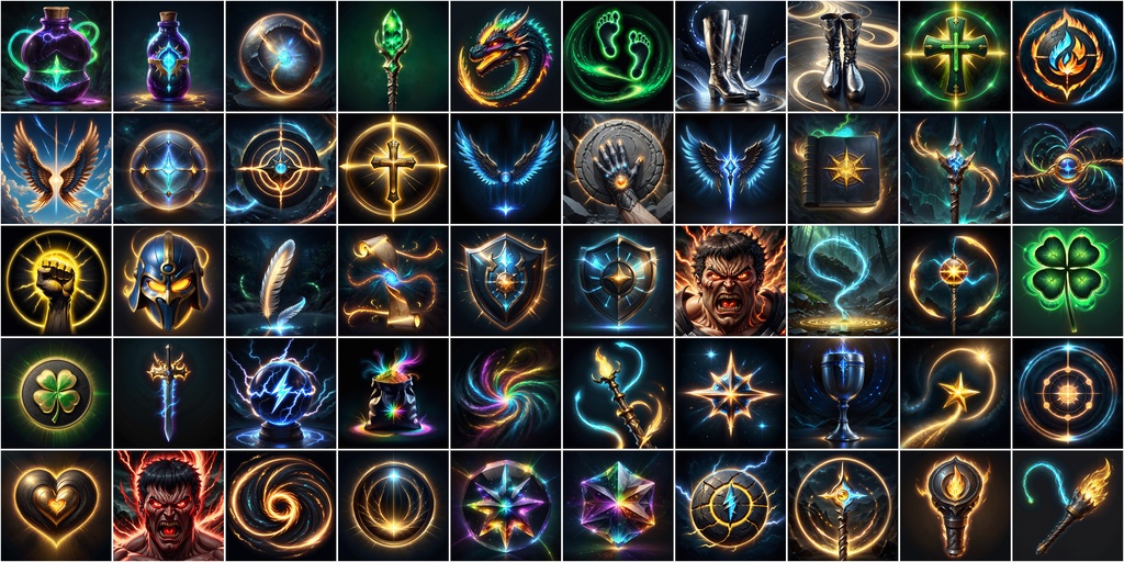 写実RPGアイコン素材セット(魔法・スキル1)