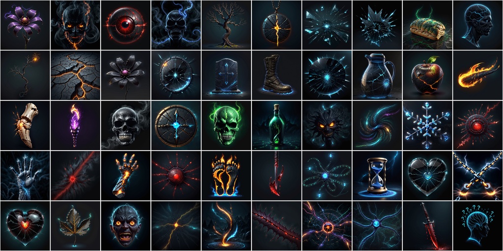 写実RPGアイコン素材セット(魔法・スキル1)