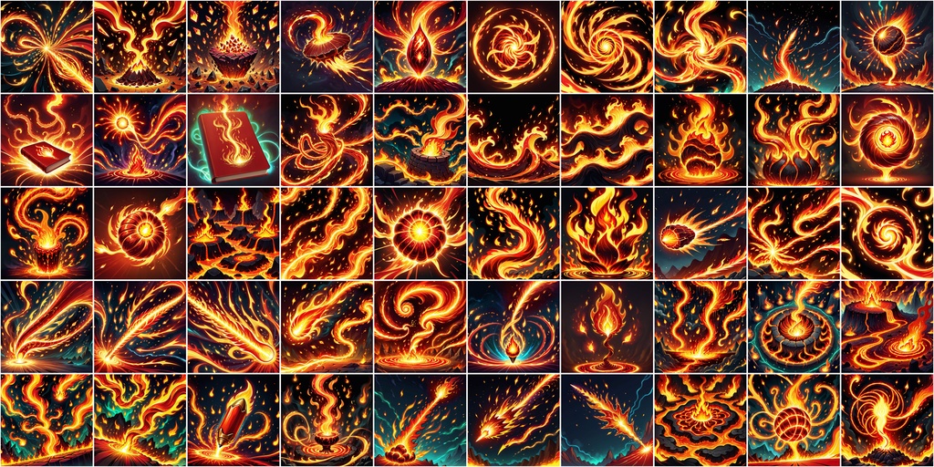 漫画風RPGアイコン素材セット(魔法・スキル1)