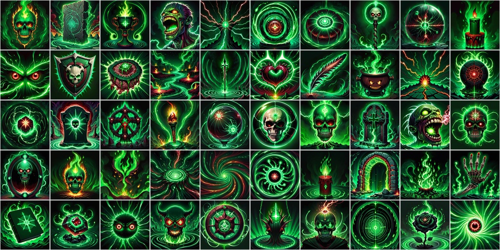 漫画風RPGアイコン素材セット(魔法・スキル1)