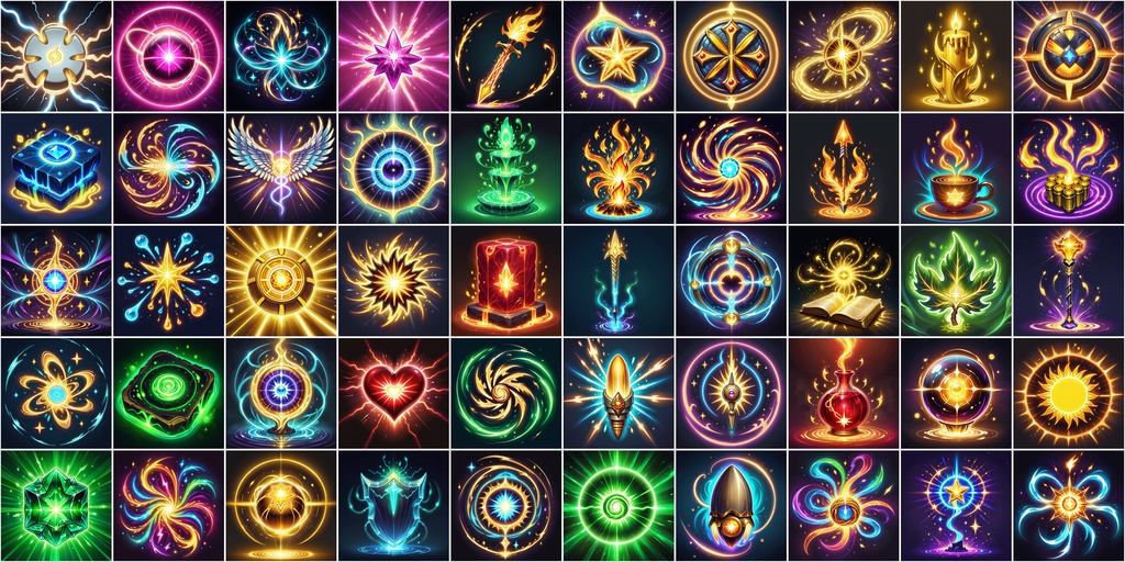 漫画風RPGアイコン素材セット(魔法・スキル1)