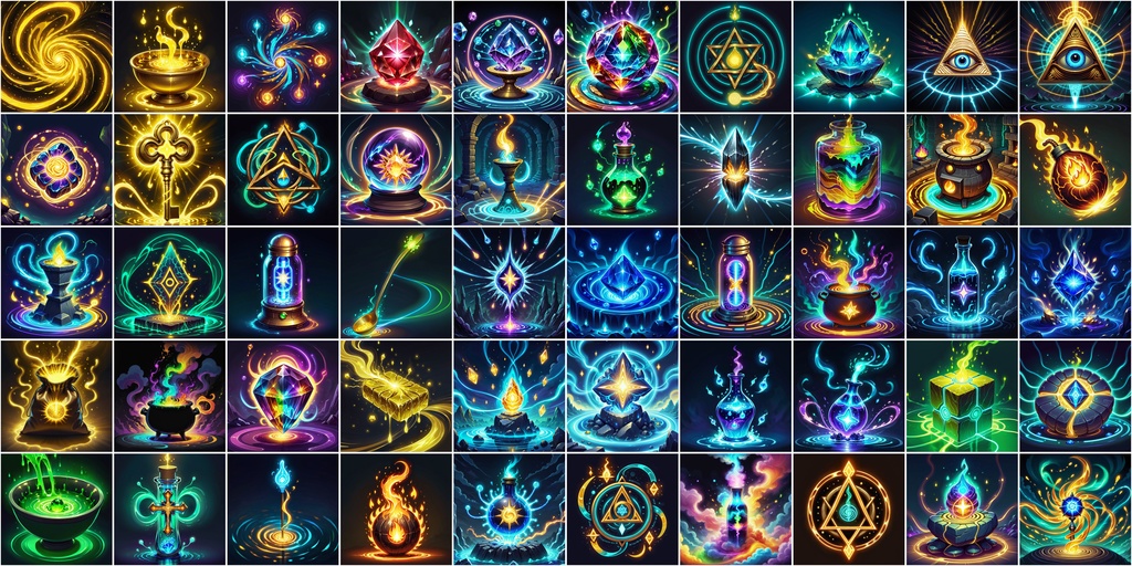 漫画風RPGアイコン素材セット(魔法・スキル1)