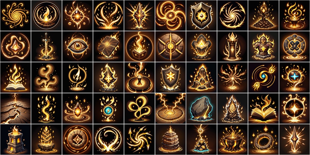 漫画風RPGアイコン素材セット(魔法・スキル2)