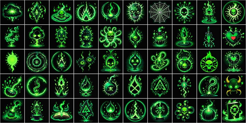 漫画風RPGアイコン素材セット(魔法・スキル2)