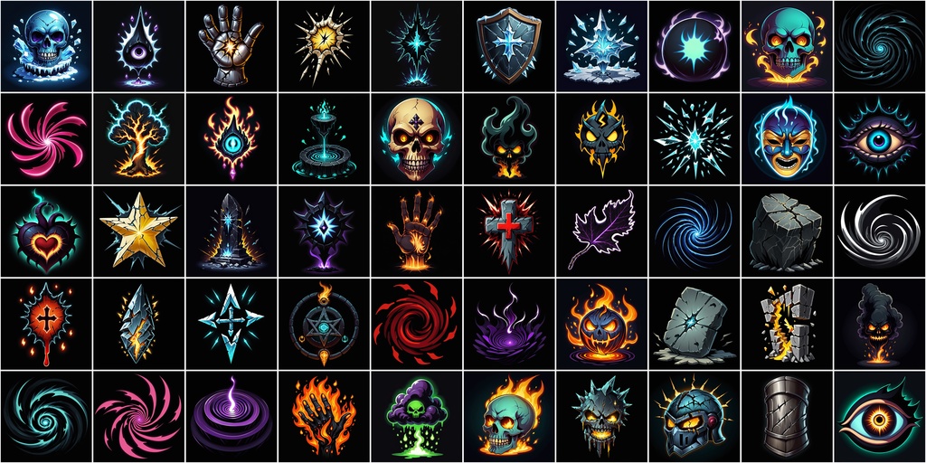 漫画風RPGアイコン素材セット(魔法・スキル2)