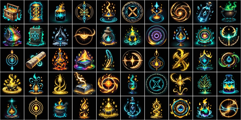 漫画風RPGアイコン素材セット(魔法・スキル2)