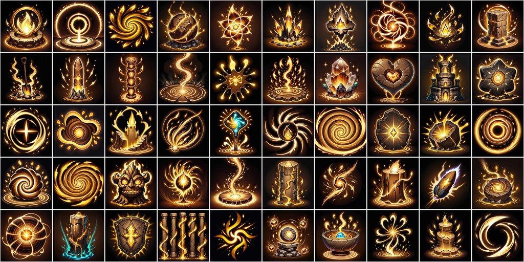 漫画風RPGアイコン素材セット(魔法・スキル2)