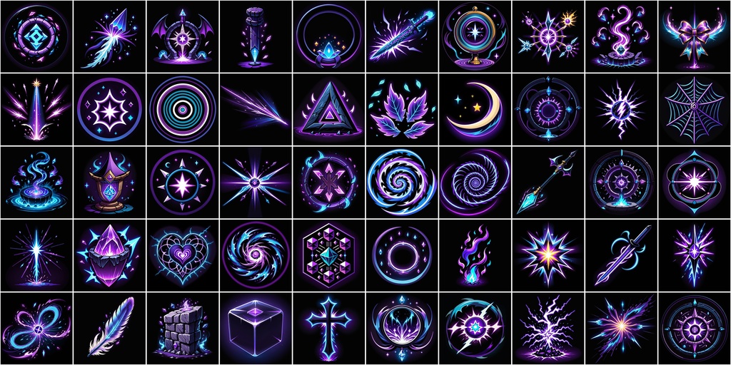 漫画風RPGアイコン素材セット(魔法・スキル2)