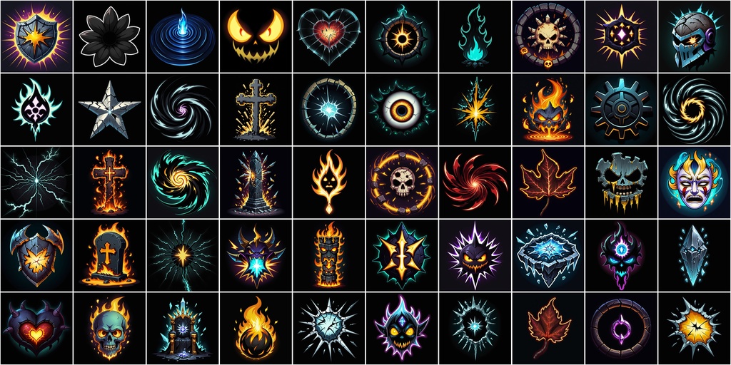 漫画風RPGアイコン素材セット(魔法・スキル2)