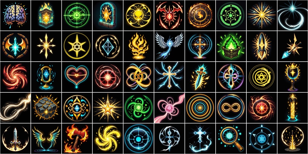 漫画風RPGアイコン素材セット(魔法・スキル2)