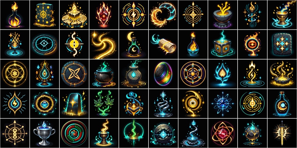 漫画風RPGアイコン素材セット(魔法・スキル2)