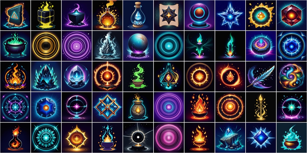 漫画風RPGアイコン素材セット(魔法・スキル3)