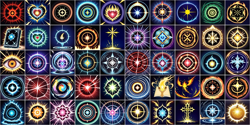 アニメ風RPGアイコン素材セット(魔法・スキル1)