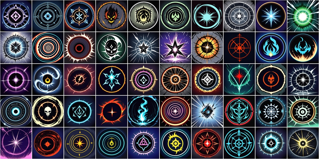 アニメ風RPGアイコン素材セット(魔法・スキル1)