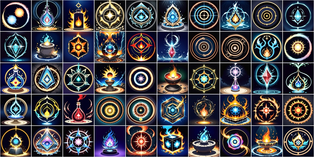 アニメ風RPGアイコン素材セット(魔法・スキル1)