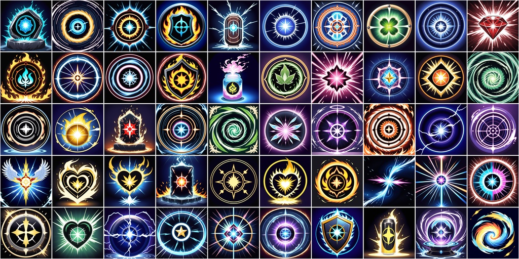 アニメ風RPGアイコン素材セット(魔法・スキル1)