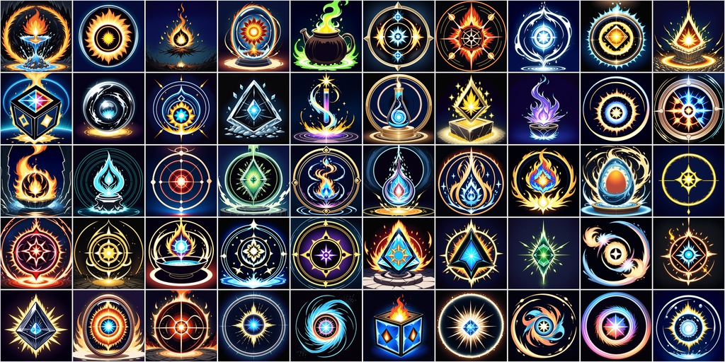 アニメ風RPGアイコン素材セット(魔法・スキル1)