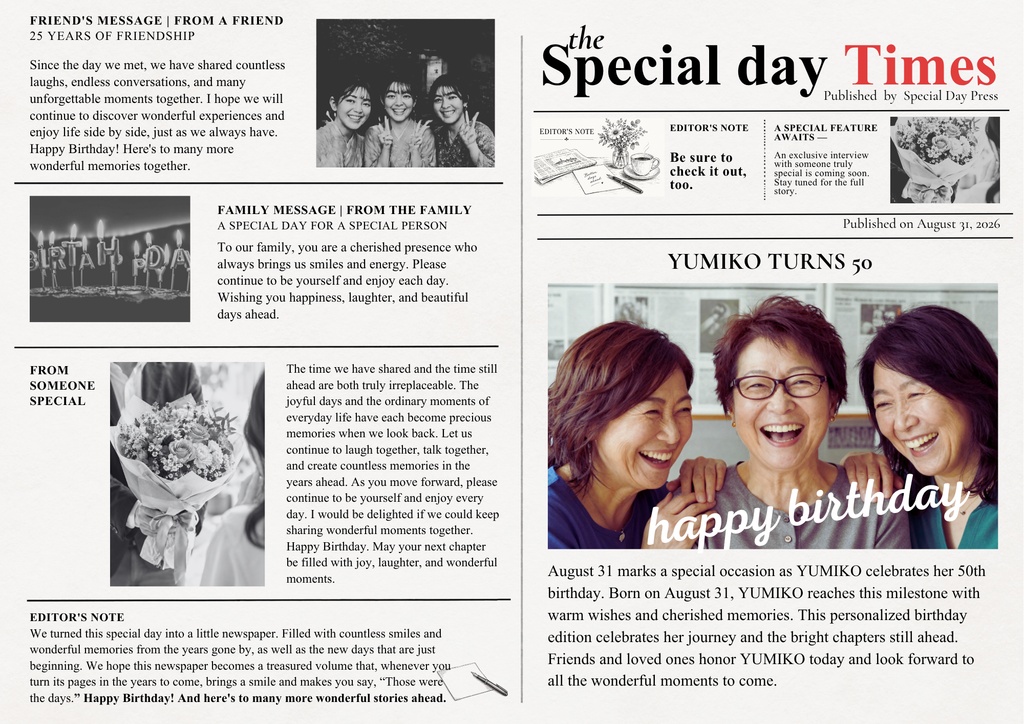 英字新聞ペーパー Birthday Newspaper|花束ラッピング