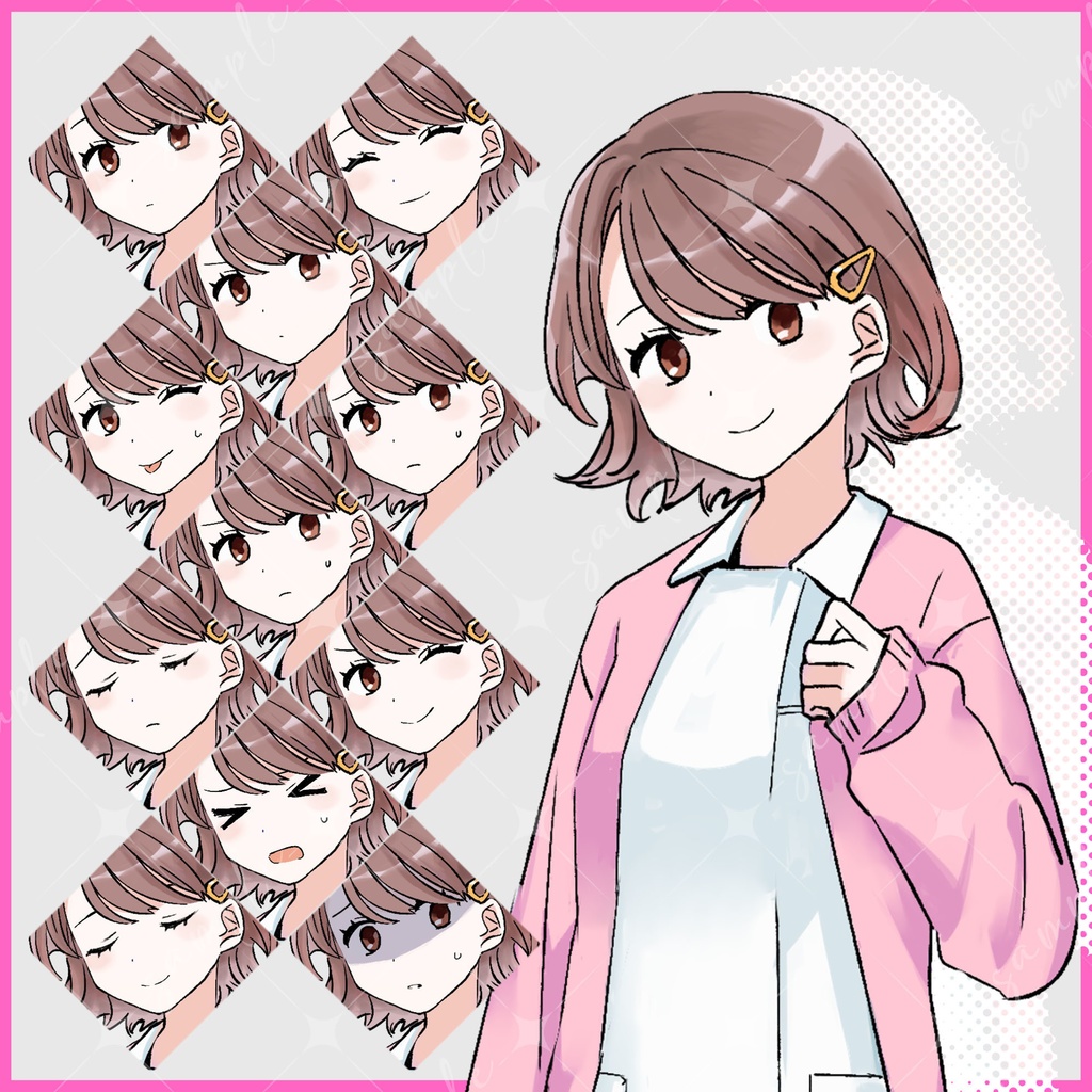 立ち絵素材 看護師の女性 表情12種