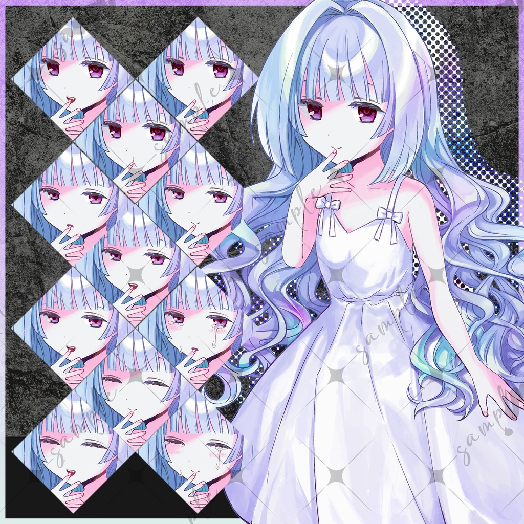 立ち絵素材 白ワンピースの少女 表情12種/追加差分24種