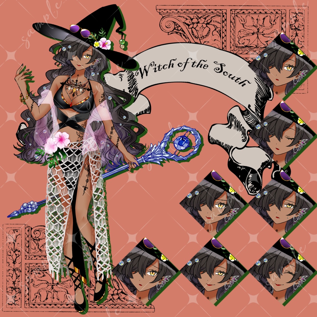 立ち絵素材 魔女 デザイン2種/表情8種