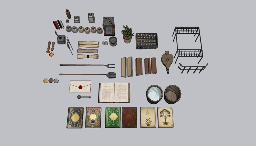 Medieval House 3Floor Set + 408 Material/Prop