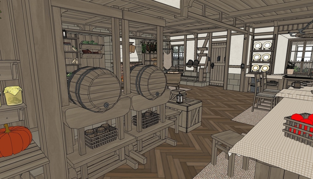 Medieval House 3Floor Set + 408 Material/Prop