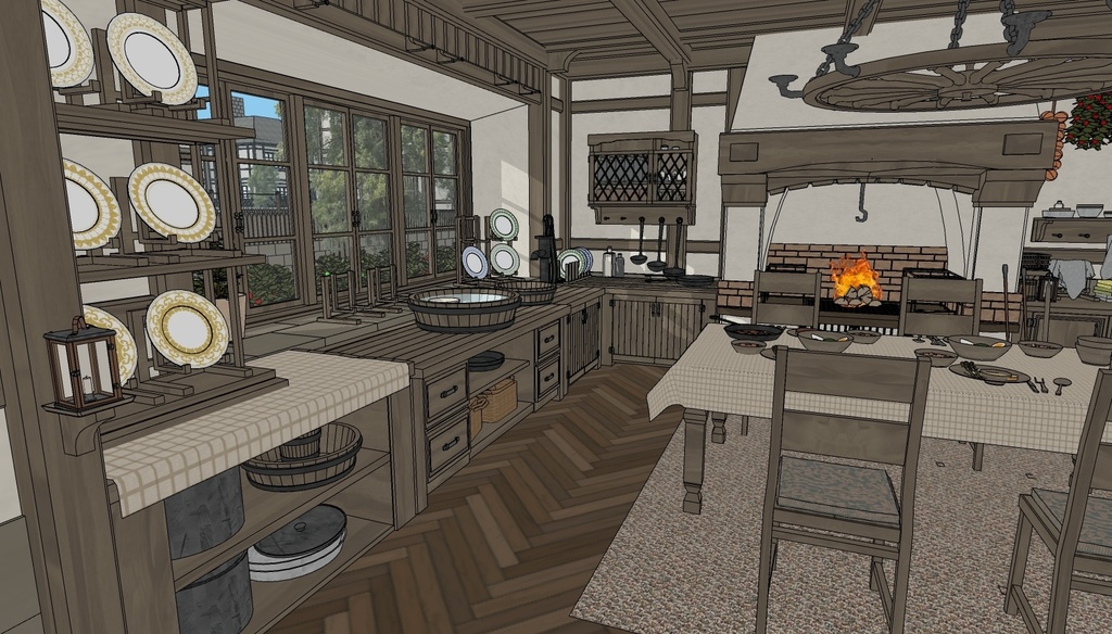 Medieval House 3Floor Set + 408 Material/Prop