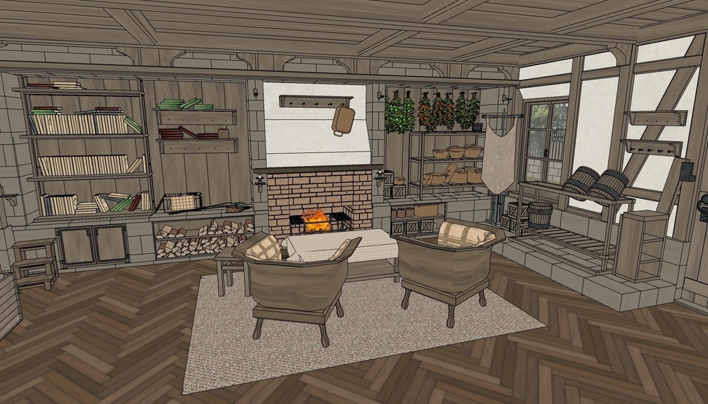 Medieval House 3Floor Set + 408 Material/Prop